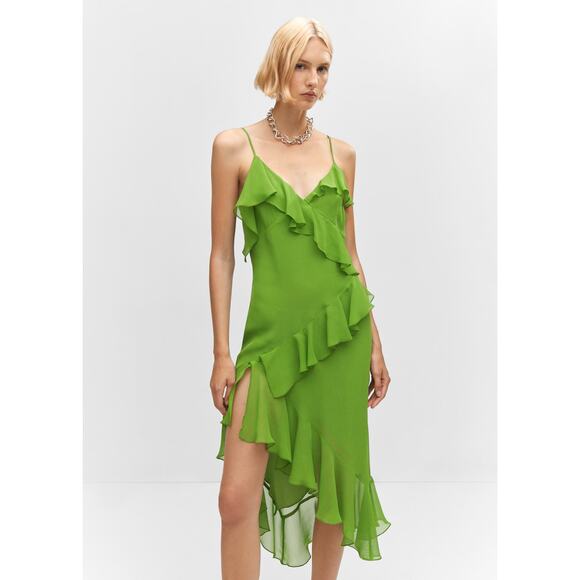 RARE!!! MANGO Chiffon Midi Dress NWT - Picture 2 of 13